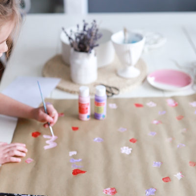 Kids DIY Potato Stamp Wrapping Paper